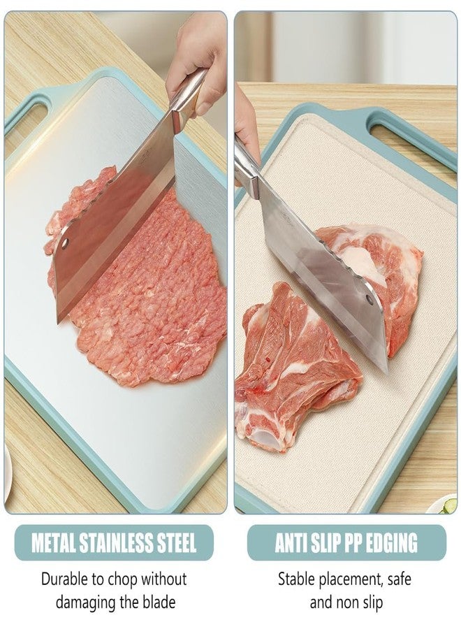 JEMICA Double-Sided Stainless Steel Cutting Boards for Kitchen, Metal Cutting Board and Wheat Straw Cutting-Board, Large 15.5" × 12", Chopping Boards with Handle and Juice Troughe, Dishwasher Safe - Image 4